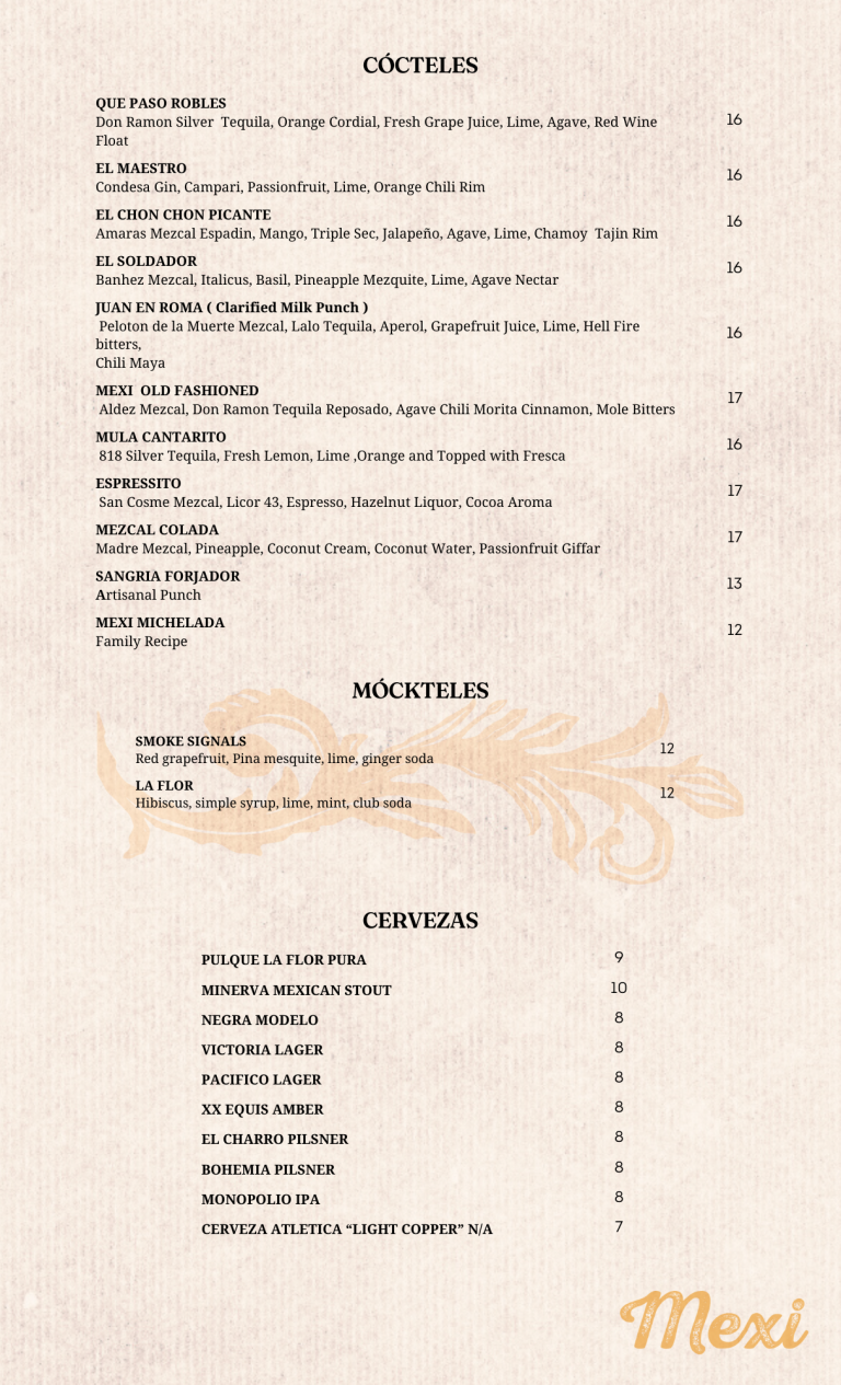 Mexi Menu - Mexican Restaurant- Williamsburg, Brooklyn